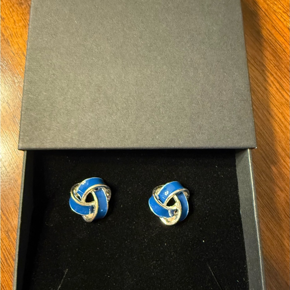 Blue and Silver Knot Earrings